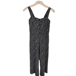 Loft petite black floral jumpsuit
